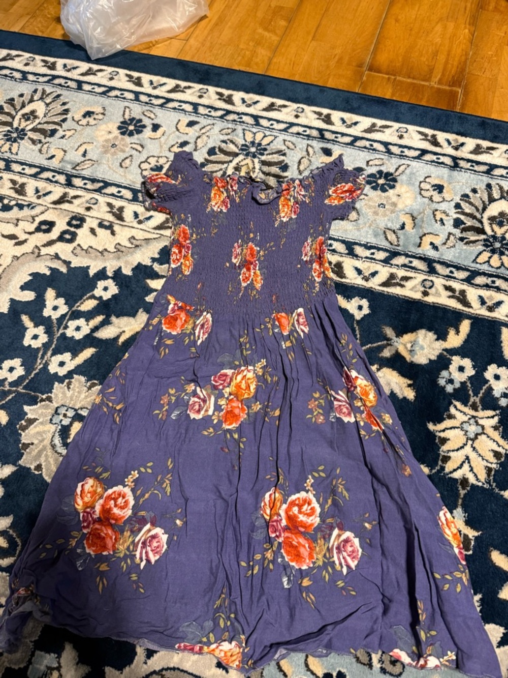 Wishful Park Purple Floral Off-Shoulder Midi Dress